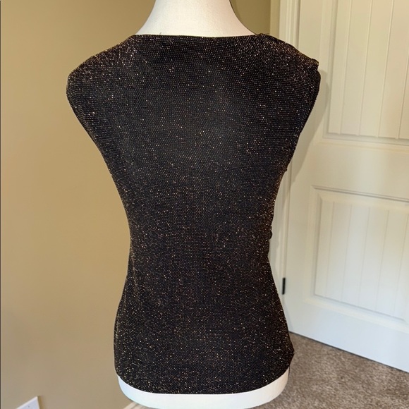Connected Apparel Top Black and Metallic Gold Sleeveless Blouse Women's Size S - Picture 2 of 11